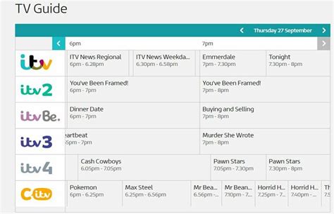 itv4 guide today.